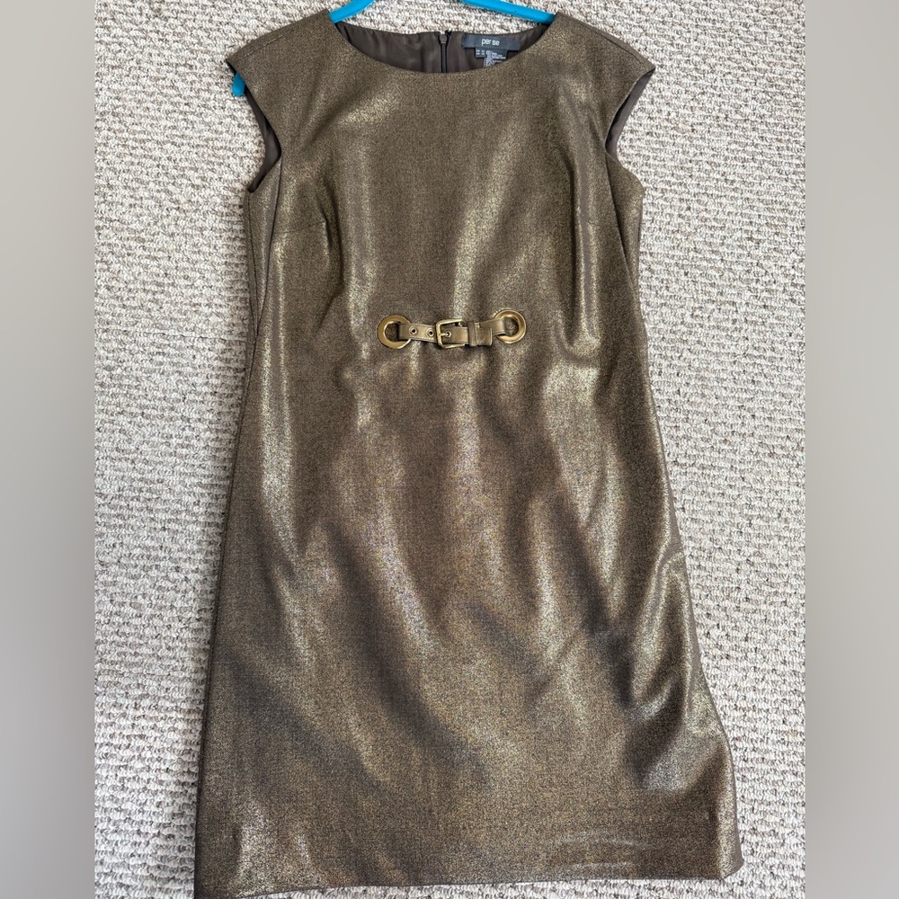 Per Se Gold Sheath Dress